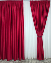 Set Nicoleta: perdea alba simpla voal si draperie catifea rosie